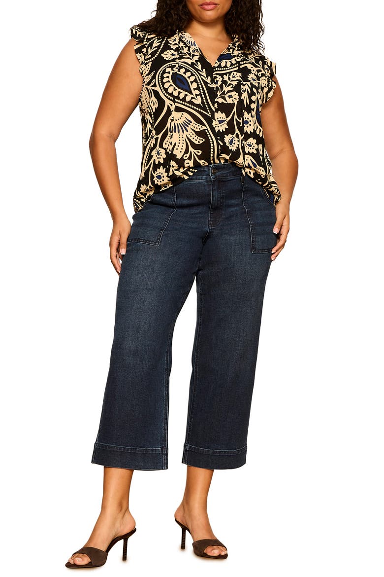 Living It Up Cap Sleeve Top, Alternate, color, SHAPESHIFT BLACK