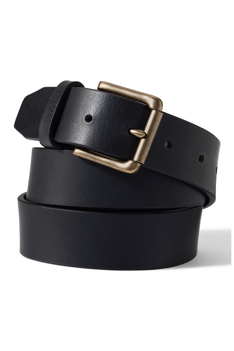Leather Jean Belt, Main, color, Black/Brass