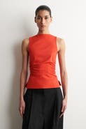 COS Ruched-waist Cotton-jersey Tank Top