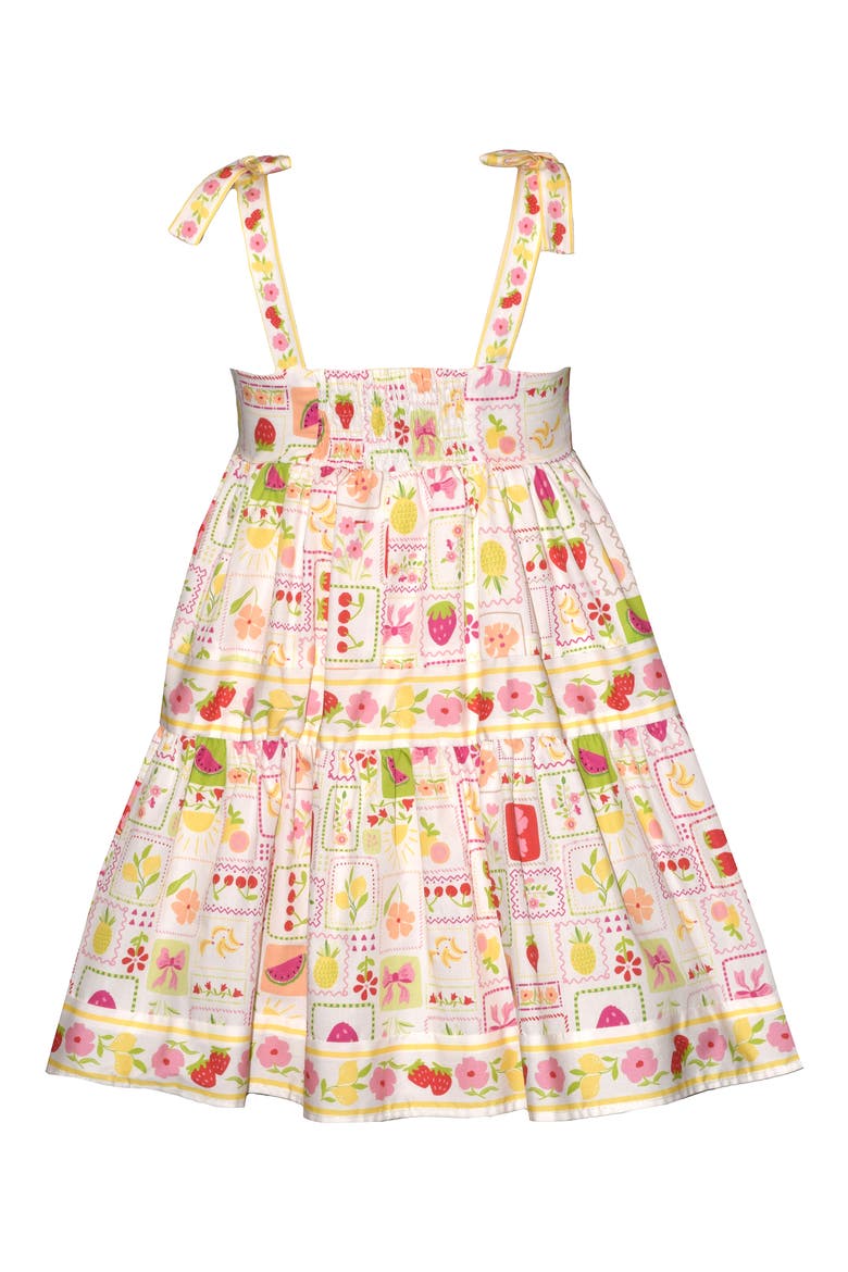 Kids' Mixed Border Print Tie Shoulder Dress, Alternate, color, IVORY MULTI