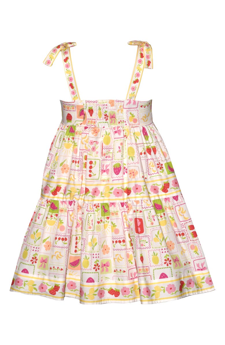 Iris & Ivy Kids' Mixed Border Print Tie Shoulder Dress, Alternate, color, Ivory Multi