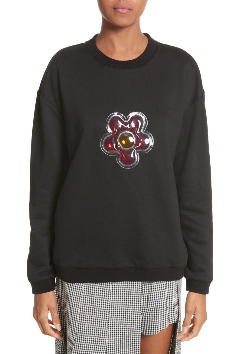 Barnacles Flower Sweatshirt, Main, color, BLACK