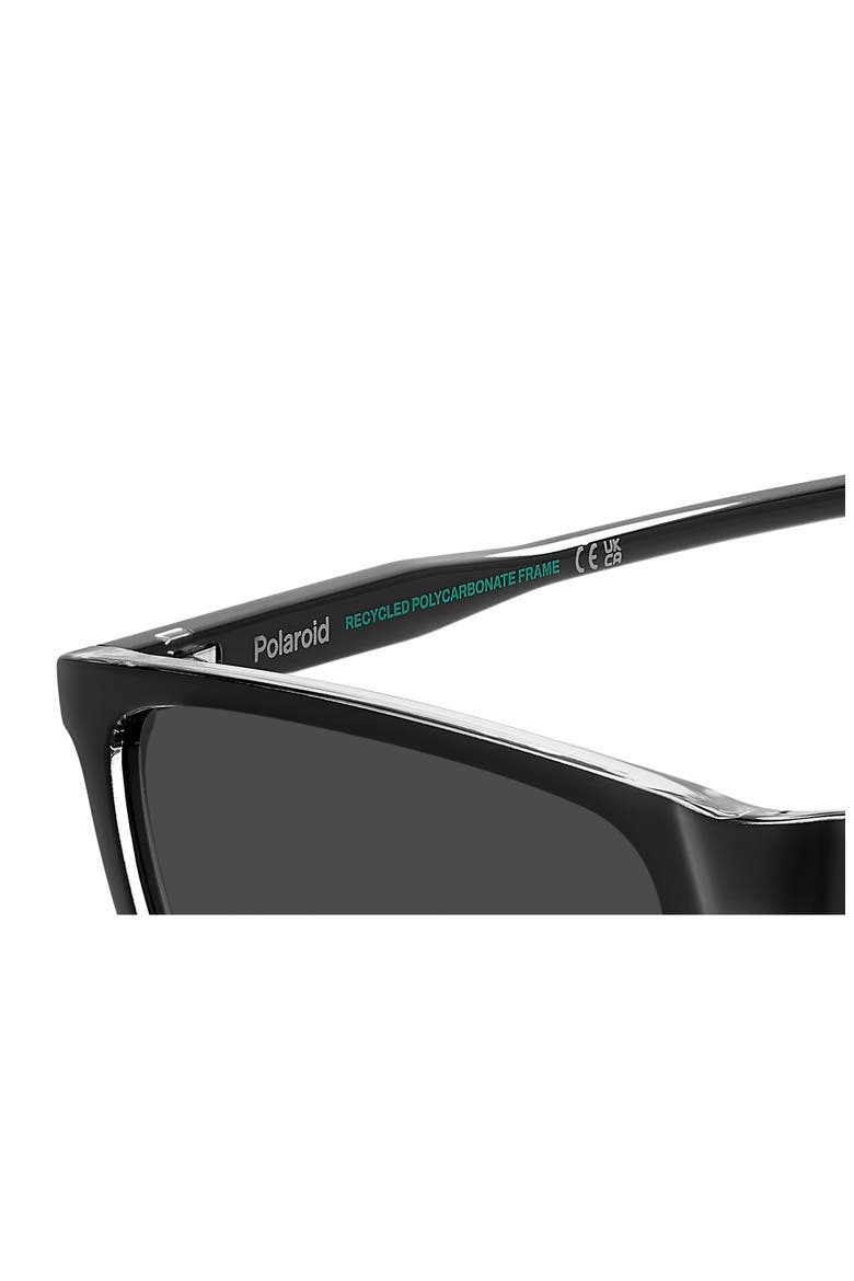 58mm Polarized Rectangular Sunglasses, Alternate, color, BLACK CRYSTAL/ GREY POLAR