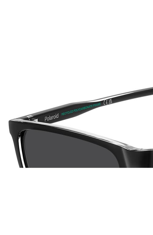 Polaroid 58mm Polarized Rectangular Sunglasses In Black Crystal/grey Polar