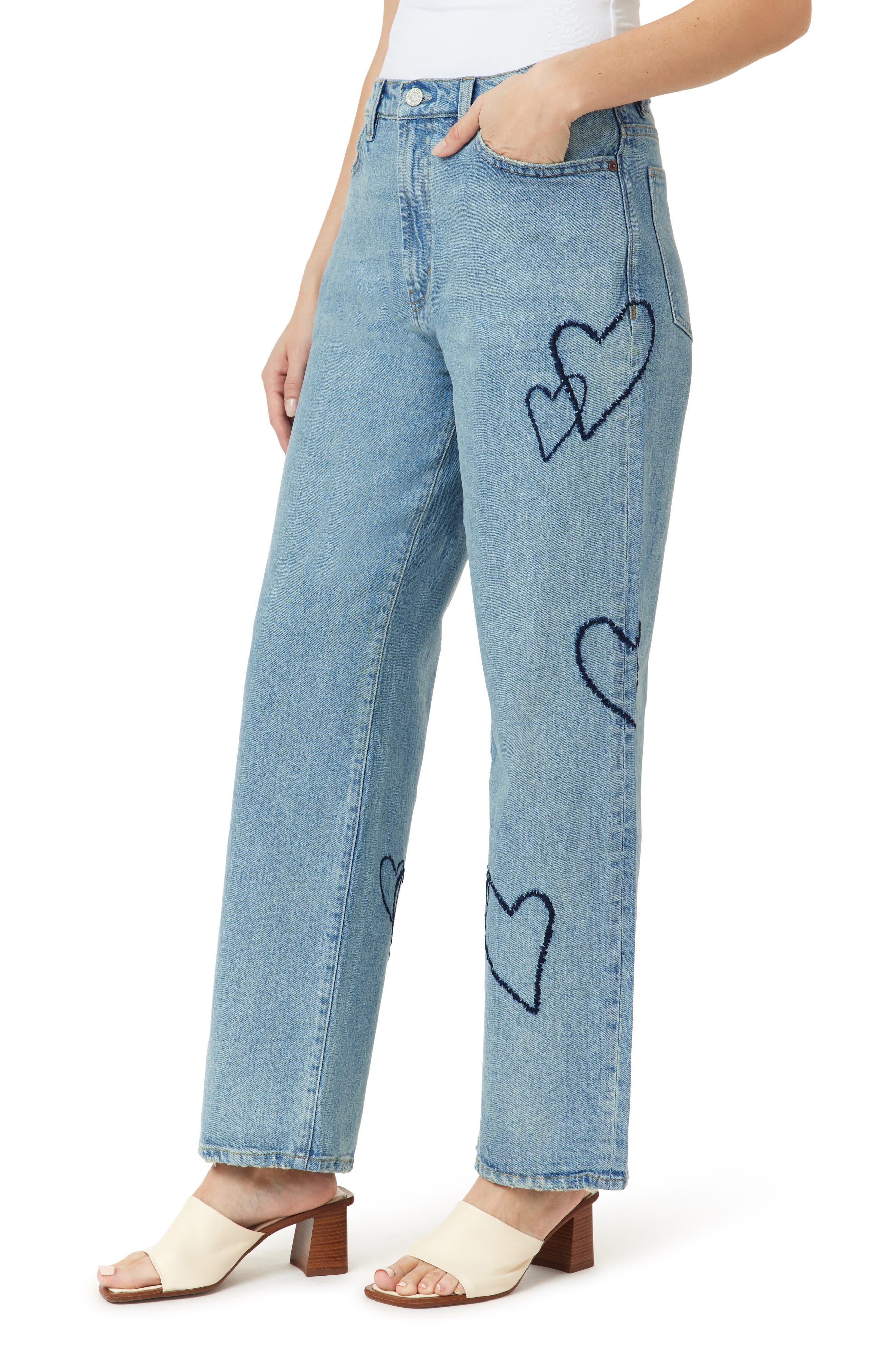 Wythe Hearted High Waist Relaxed Straight Leg Jeans (Women