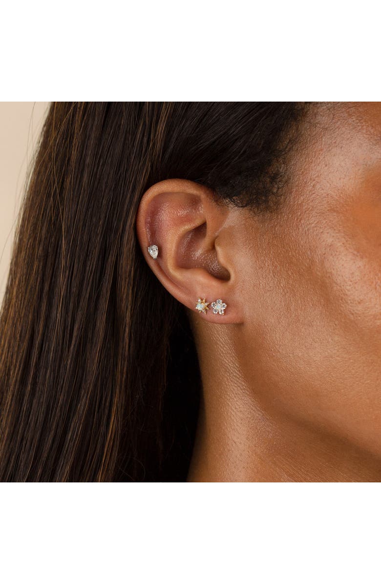 BY ADINA EDEN Piercing Opal Flower Threaded Stud Earring 14K, Alternate, color,