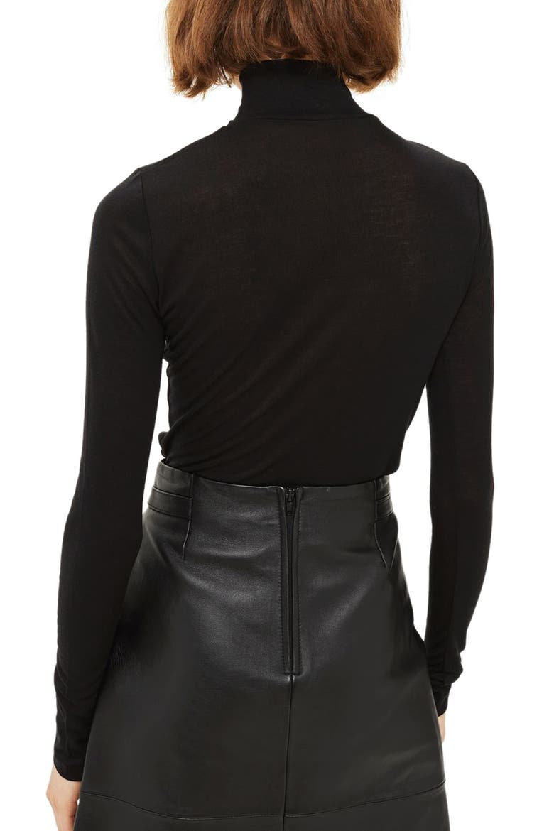 Ribbed Turtleneck Top, Alternate, color, BLACK