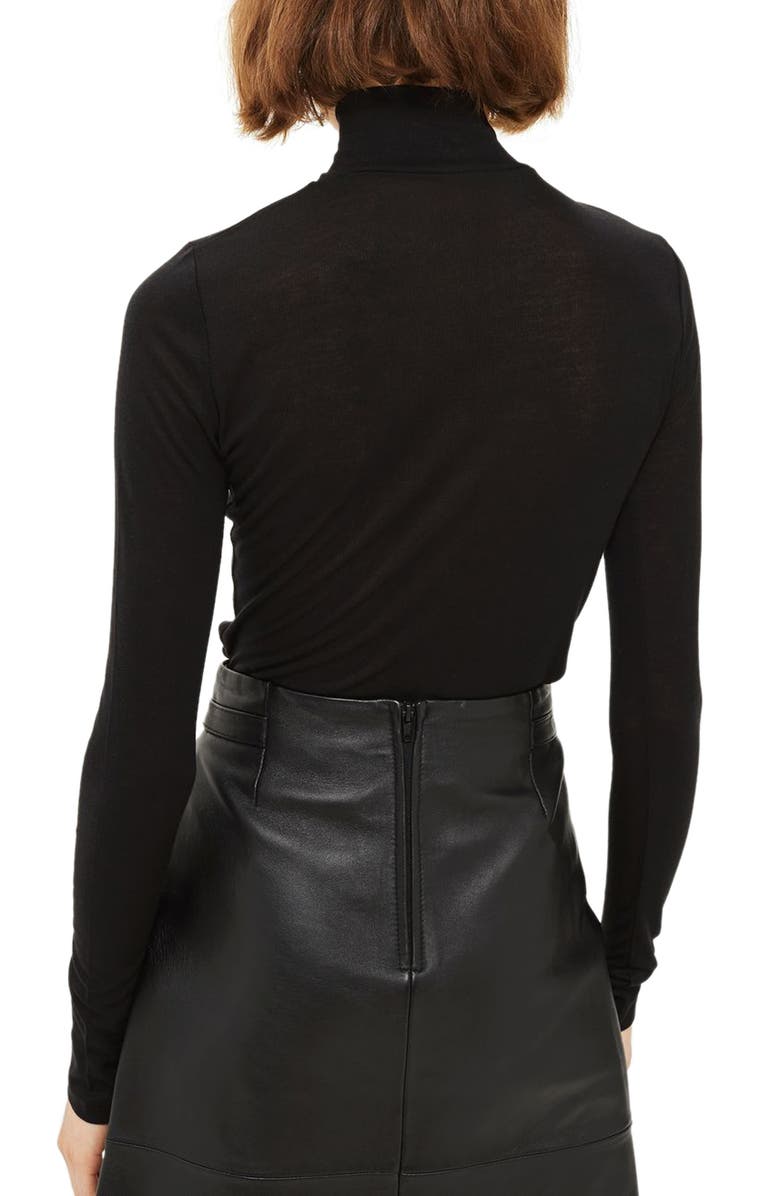 Topshop Ribbed Turtleneck Top, Alternate, color,