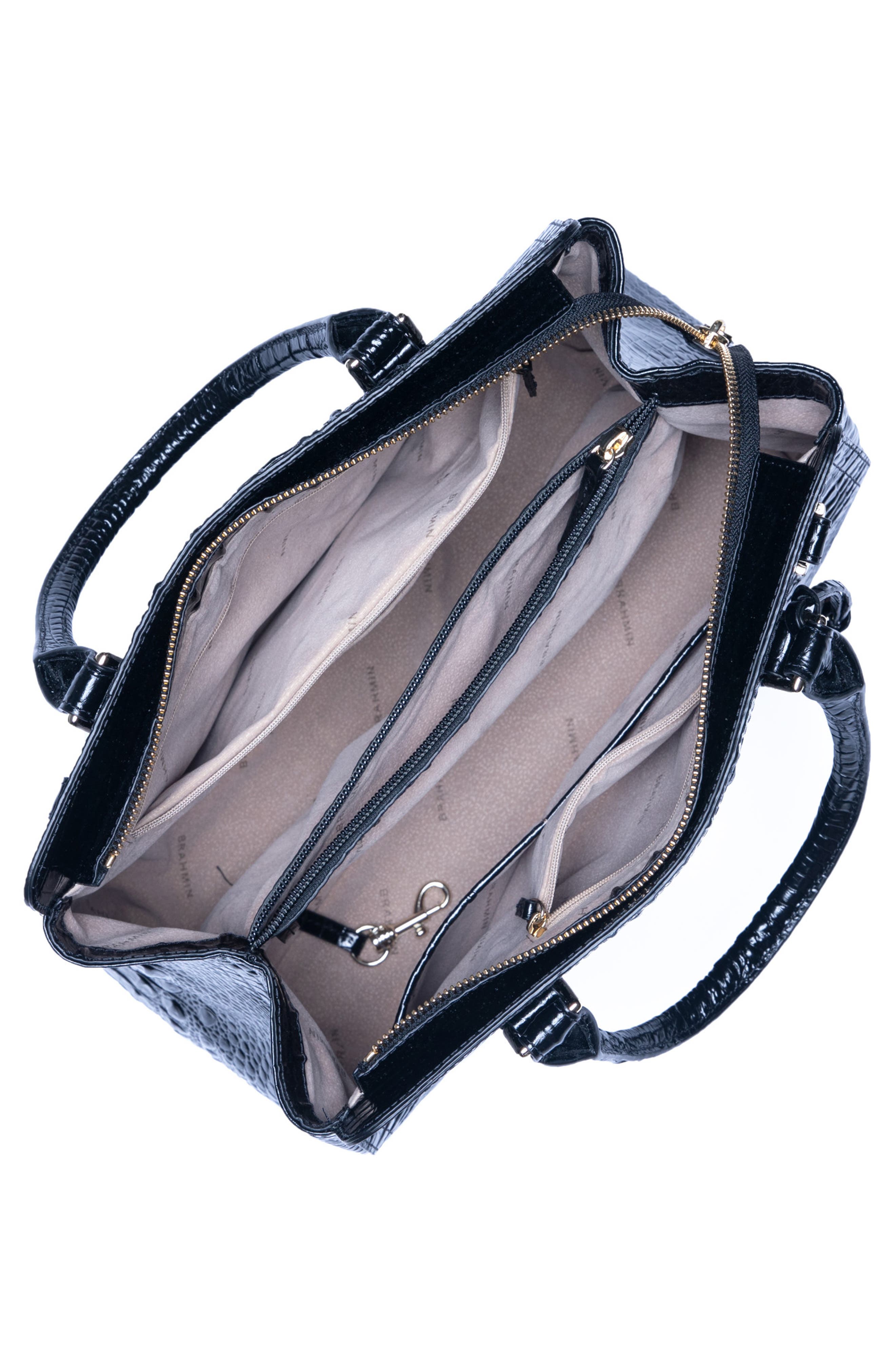 Brahmin Finley Small Croc Embossed Leather Satchel, Alternate, color, 