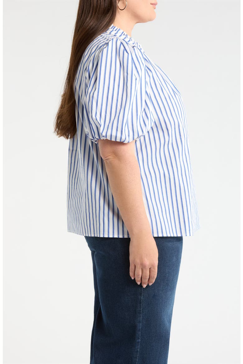 Stripe Split Neck Top, Alternate, color, WHITE-BLUE