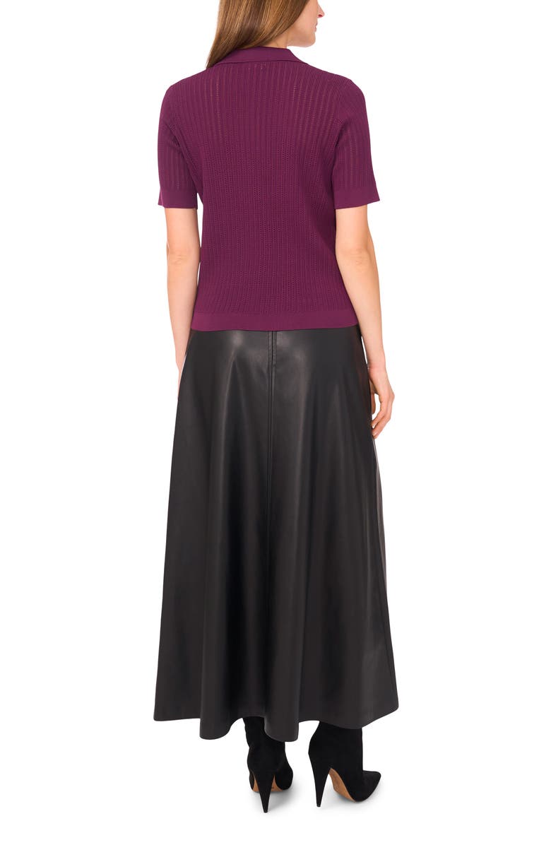 Vince Camuto Pointelle Short Sleeve Sweater, Alternate, color, Sweet Plum