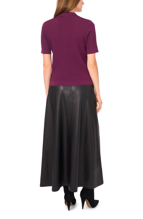 Vince Camuto Pointelle Short Sleeve Sweater In Purple