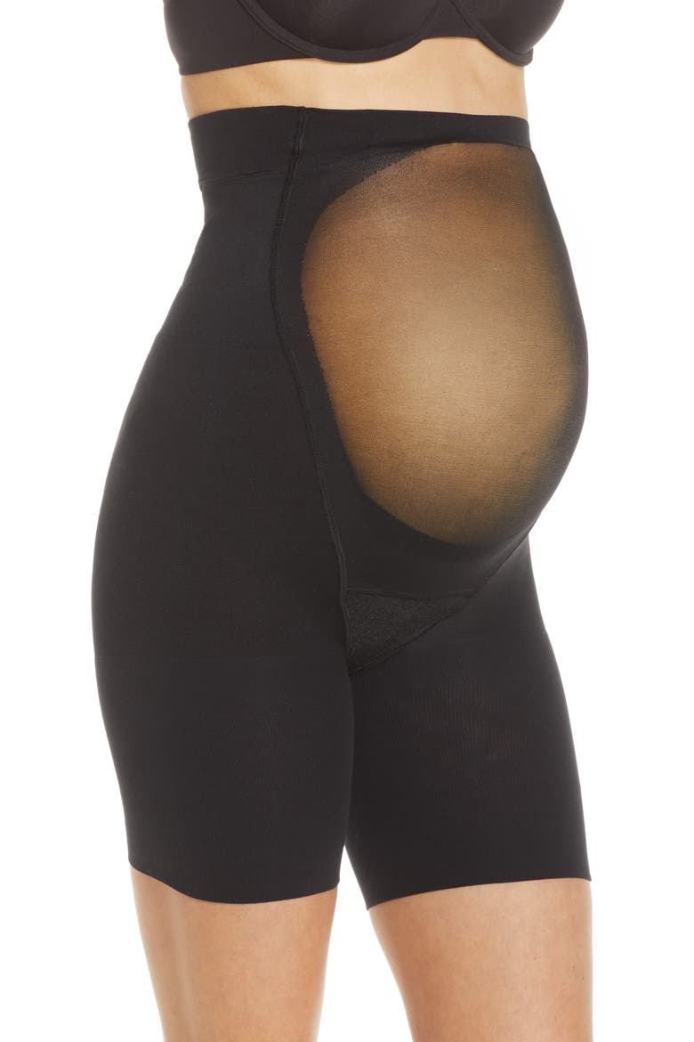 SPANXshape™ Mama Mid Thigh Shorts, Alternate, color, BLACK