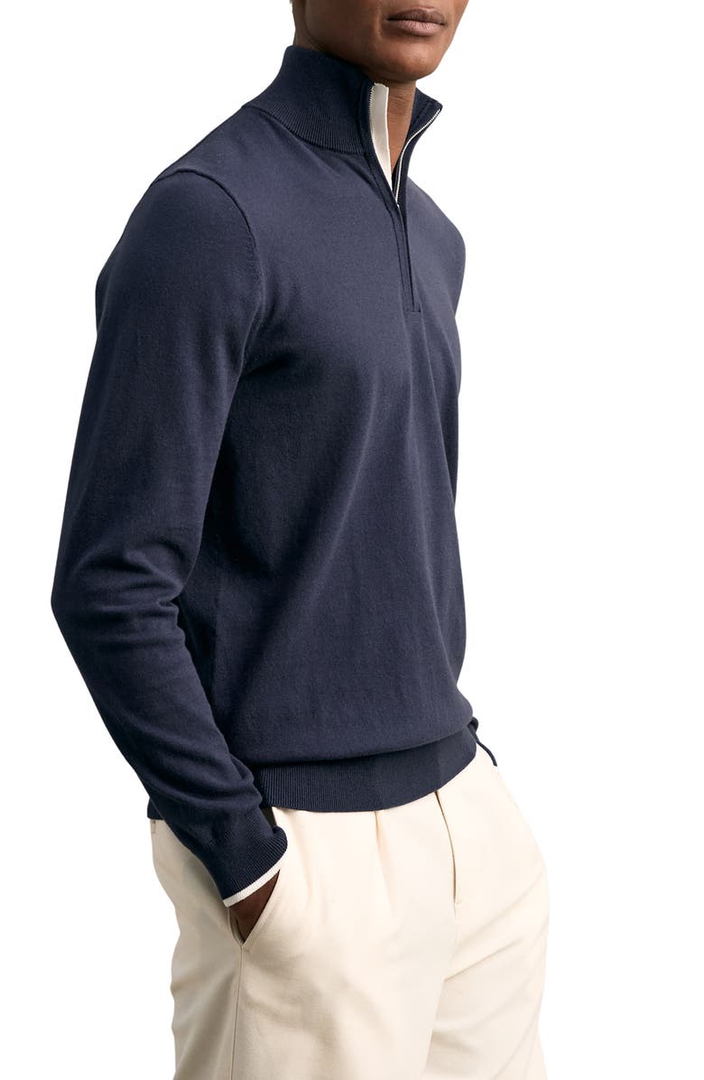 Reiss Swinley Quarter Zip Sweater, Alternate, color, Indigo Blue