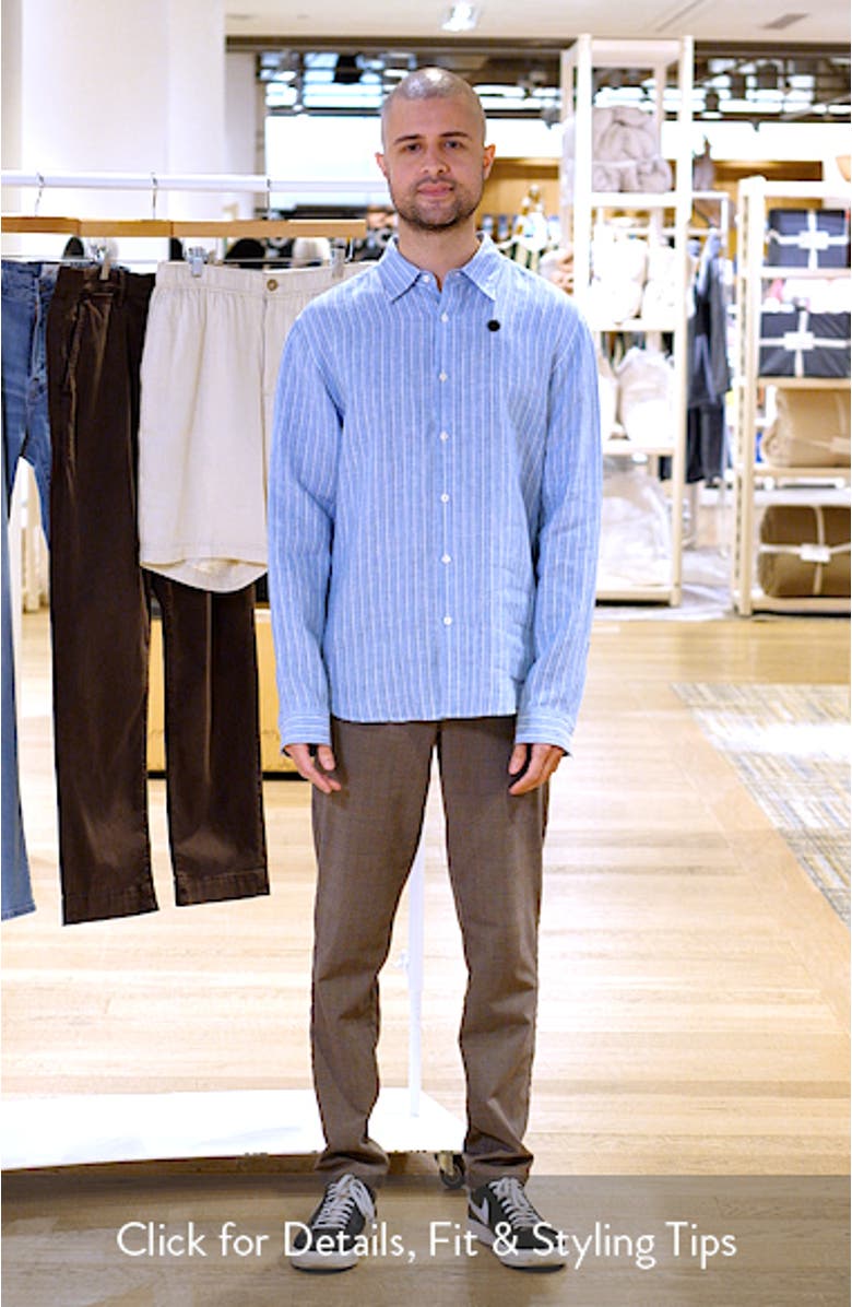 Irving Relaxed Fit Stripe Linen Button-Up Shirt, sales video thumbnail
