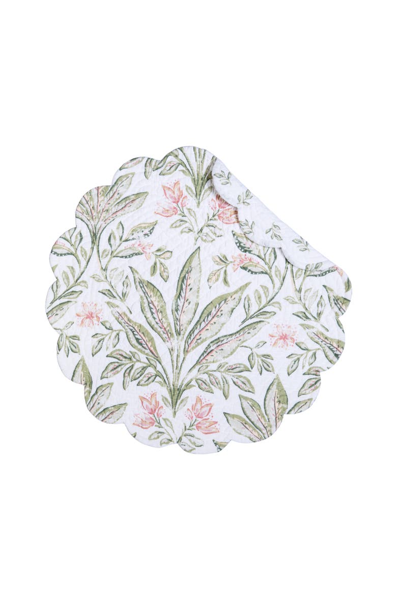 C&F Home Lana Palms Reversible Machine Washable Round Scallop Quilt Placemats Set of 6, Alternate, color, Yellow