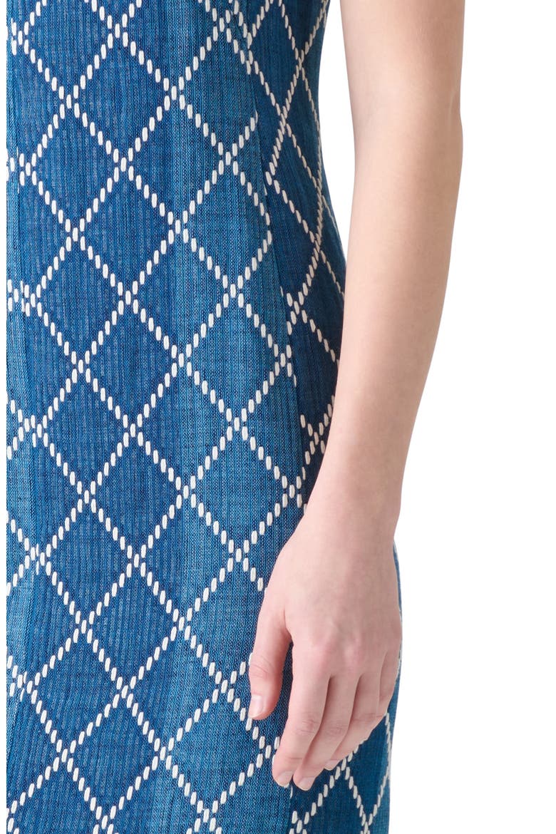 Diamond Jacquard Cotton Sheath Dress, Alternate, color, MEDIUM BLUE-MULTICOLOR