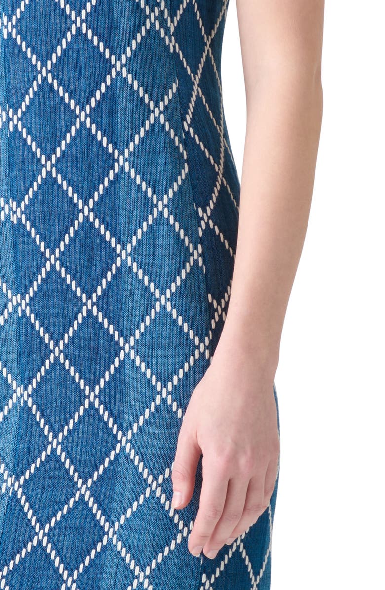 Akris punto Diamond Jacquard Cotton Sheath Dress, Alternate, color, Medium Blue-Multicolor