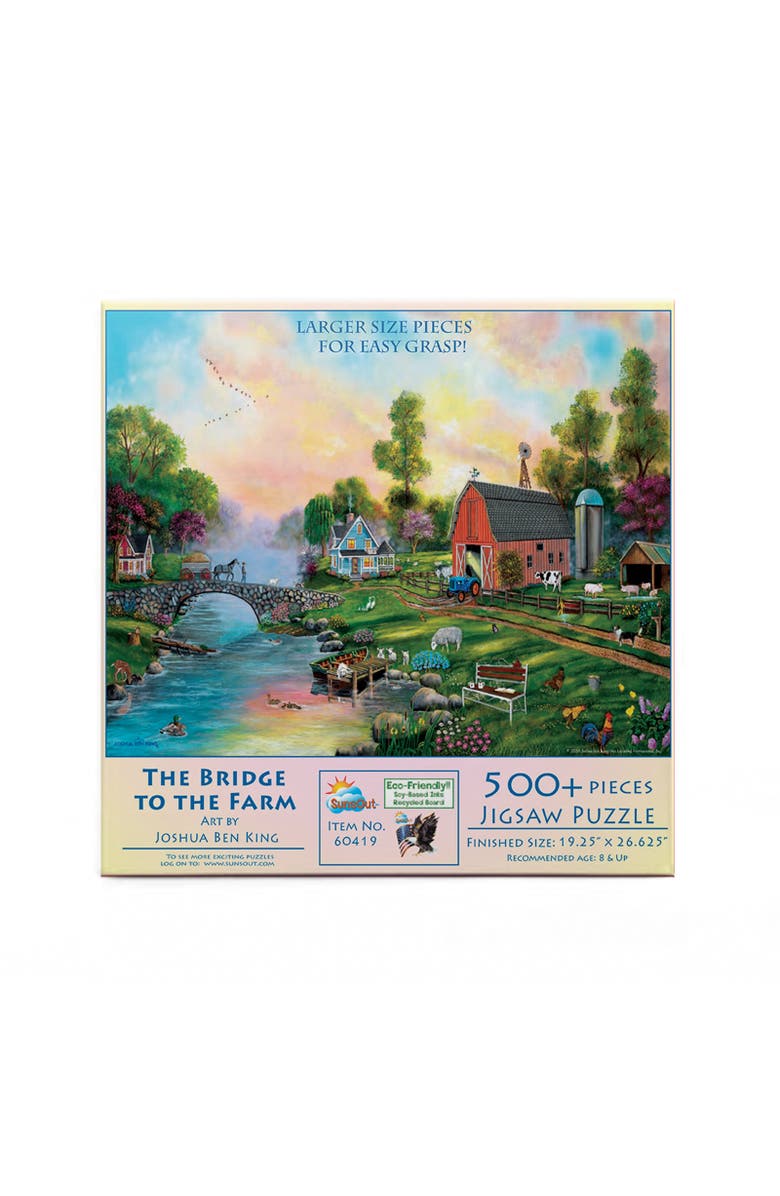 Sunsout Bridge to the Farm 500 piece Jigsaw Puzzle for Adults Large Pieces, Alternate, color, Multicolor