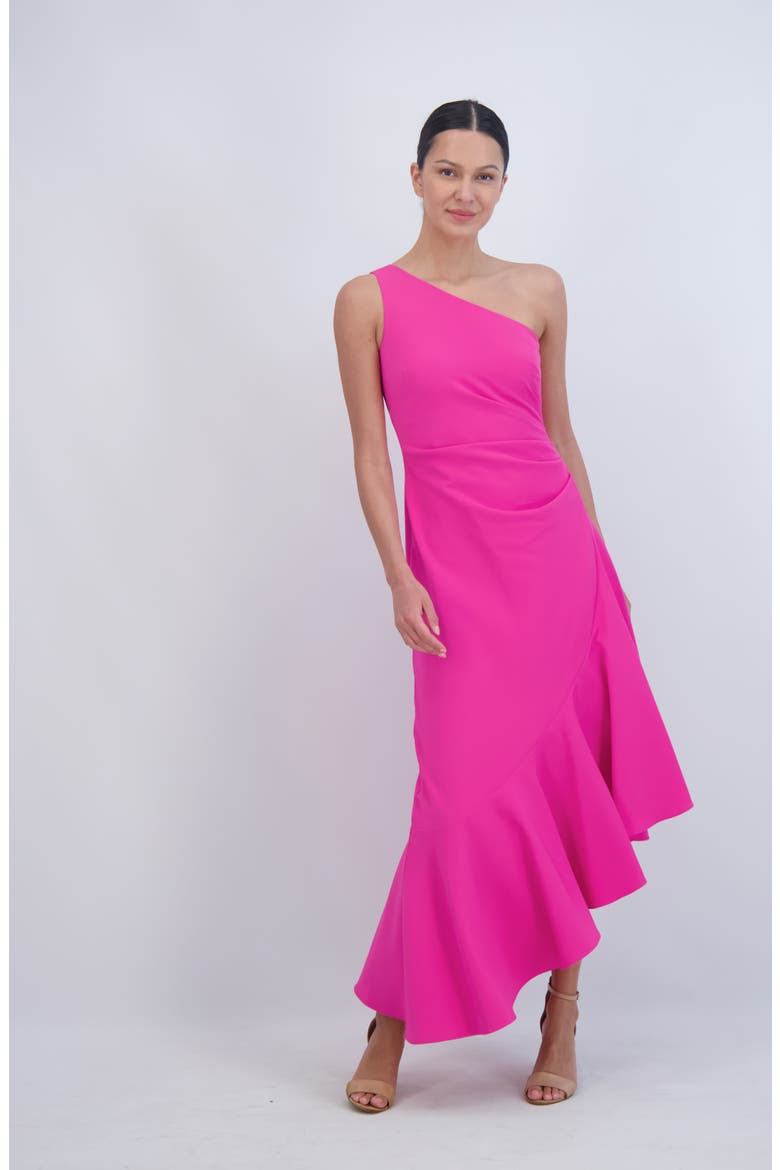One-Shoulder Midi Cocktail Dress, Alternate, color, PINK