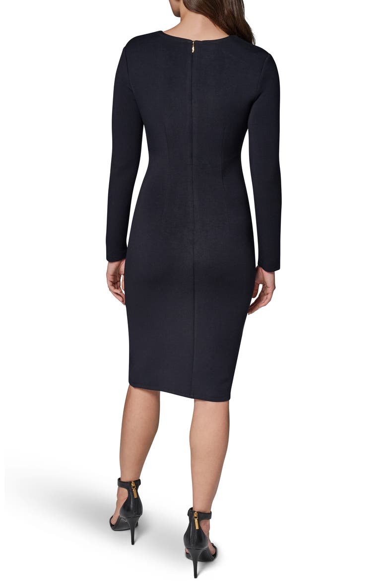 Asymmetric Long Sleeve Body-Con Dress, Alternate, color, BLACK