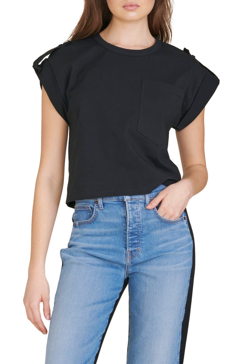 Veronica Beard Eletra Roll-Tab Top, Main, color, 