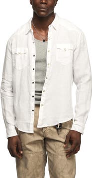 Lucky Brand Linen Snap-Up Western Shirt