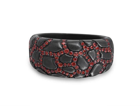 Fiery Ascent Sterling Silver & Garnet Band Men Ring