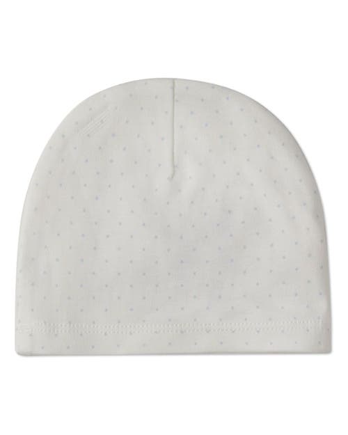 Minimoi Kids' Put A Bow On It Cotton Polka Dot Knit Beanie In Blue