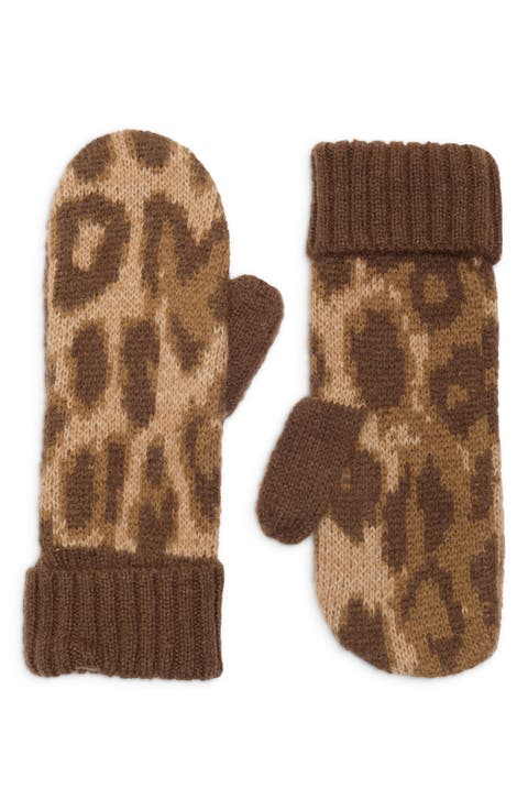 Fluffy Leopard Print Mittens