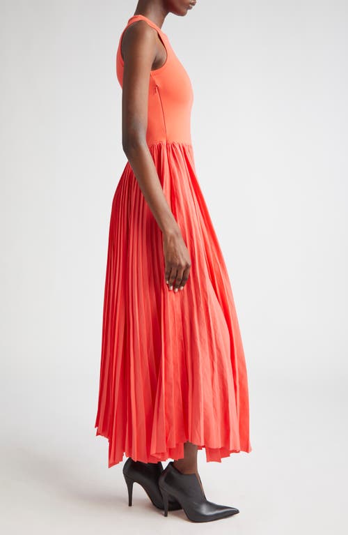 Alexander Mcqueen Sleeveless Pleated Skirt Maxi Dress In Coral