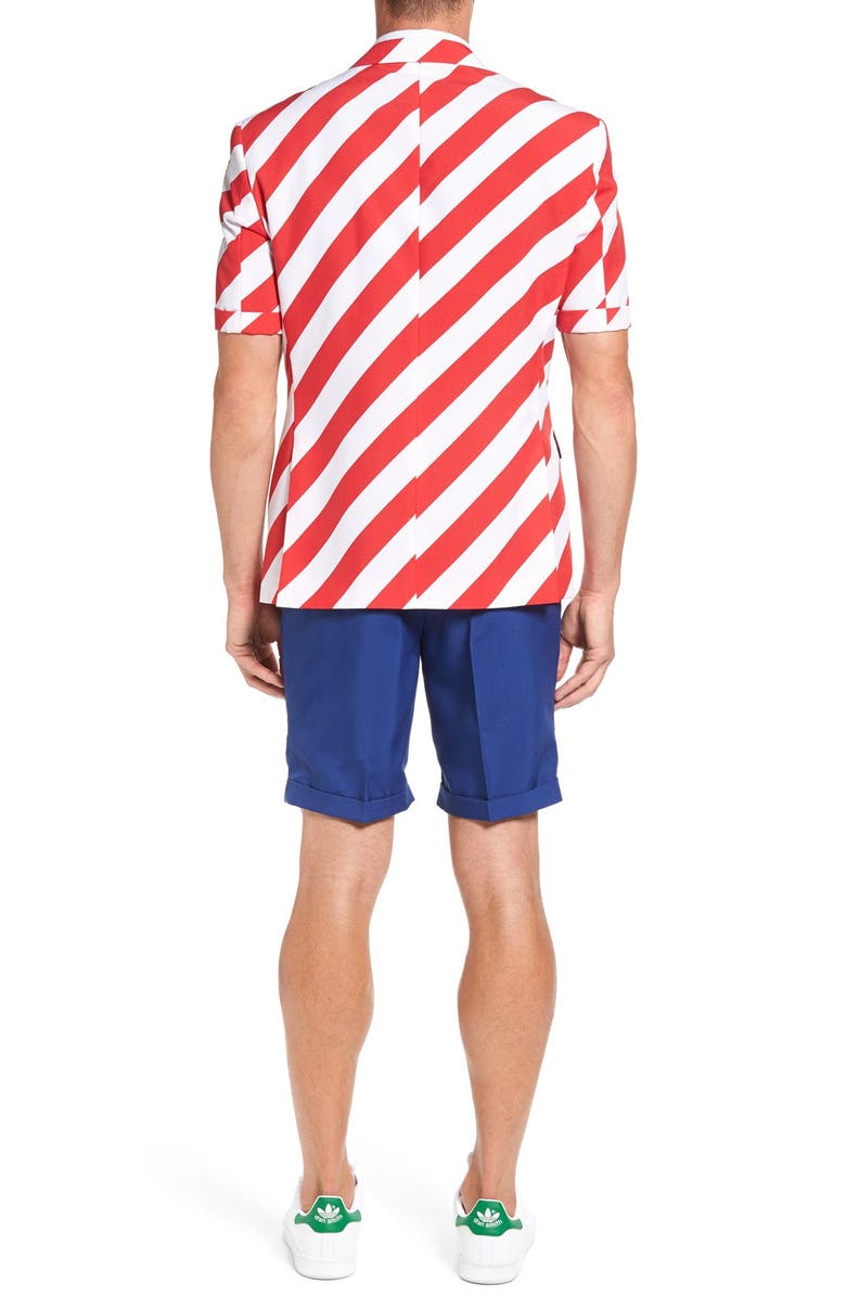 OppoSuits 'Summer United Stripes' Trim Fit Short Suit with Tie, Alternate, color, 