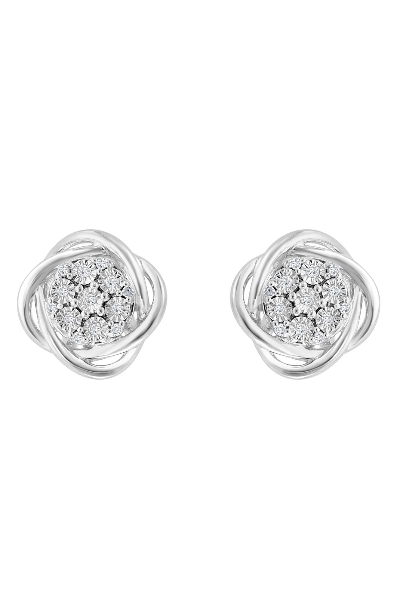 EFFY Sterling Silver Diamond Twist Halo Stud Earrings - 0.08 ctw.