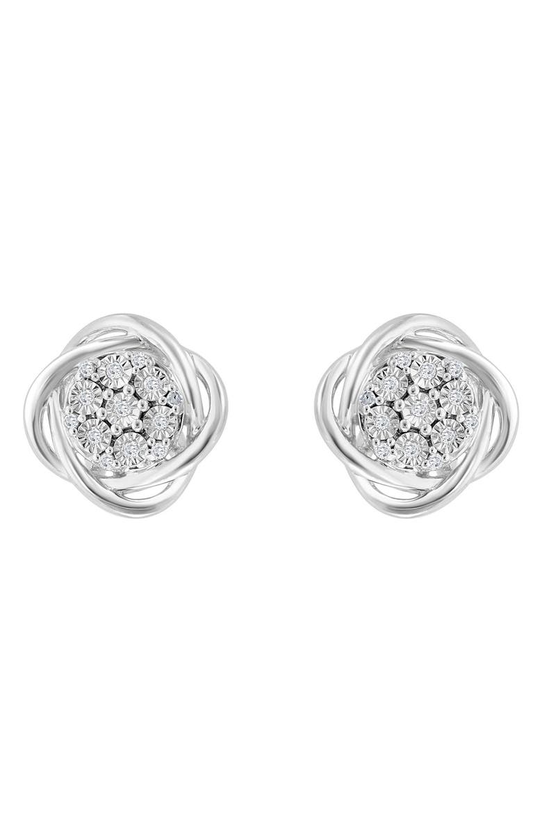 EFFY Sterling Silver Diamond Twist Halo Stud Earrings - 0.08 ctw., Main, color, White