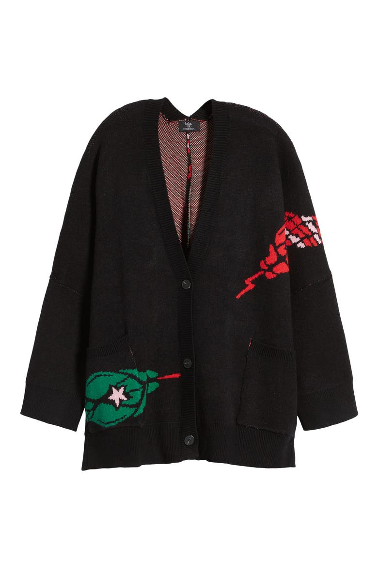 Look What You Made Me Do Oversize Snake Cardigan, Alternate, color, BLACK