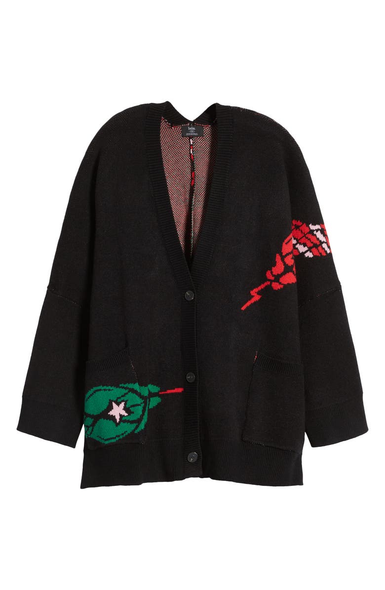 Dressed in Lala Look What You Made Me Do Oversize Snake Cardigan, Alternate, color, Black