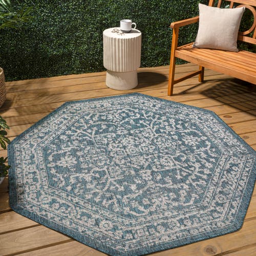 Jonathan Y Malta Bohemian Medallion Textured Weave Octagon Indoor/outdoor Area Rug In Blue