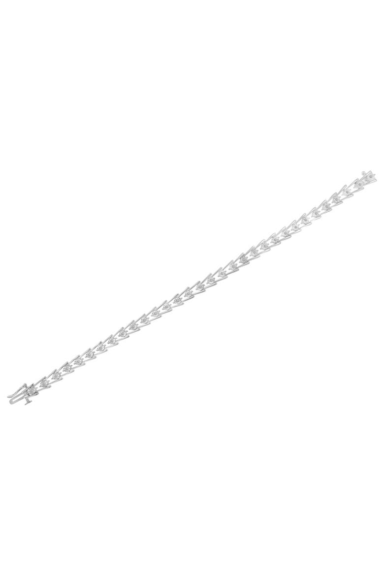 Silver 1/4 cttw Miracle Set Diamond Sleek and Open "V"Bracelet, Alternate, color, White