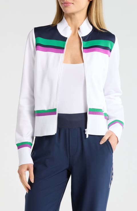 Stripe Crop Full Zip Jacket