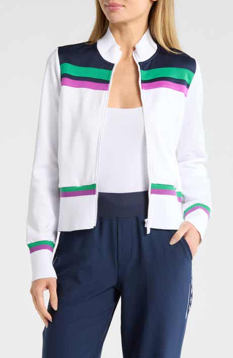 ORIGINAL PENGUIN GOLF Stripe Crop Full Zip Jacket