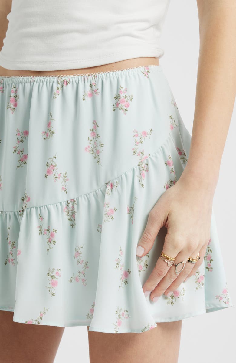 BP. Chiffon Miniskirt, Alternate, color, Green C-Pink Selina Floral