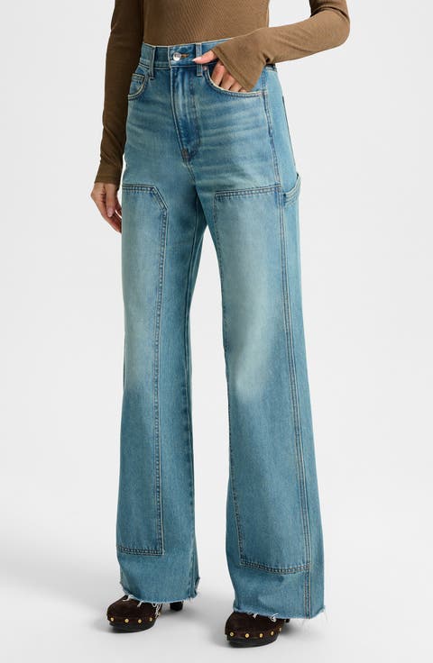 Taylor Wide Leg Utility Jeans (Blue Glare)