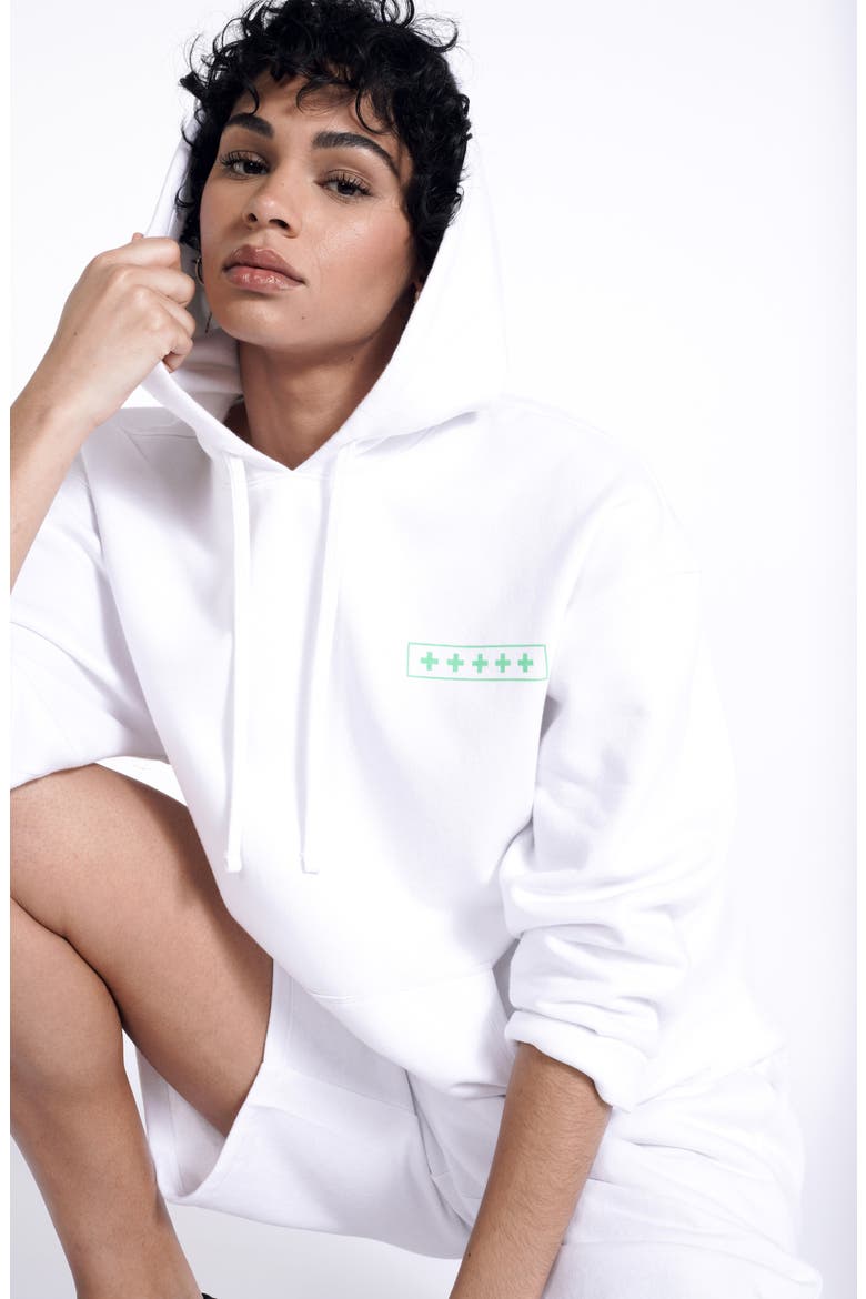 Fleece Sport Hoodie (Nordstrom Exclusive), Alternate, color, WHITE GREEN POSITIVE