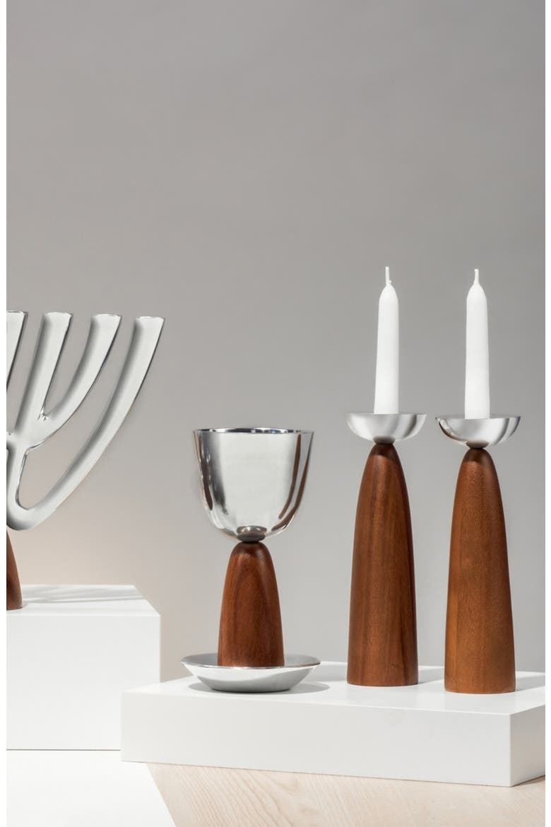 Unity Sabbath Set of 2 Candleholders, Alternate, color, BROWN/ SILVER
