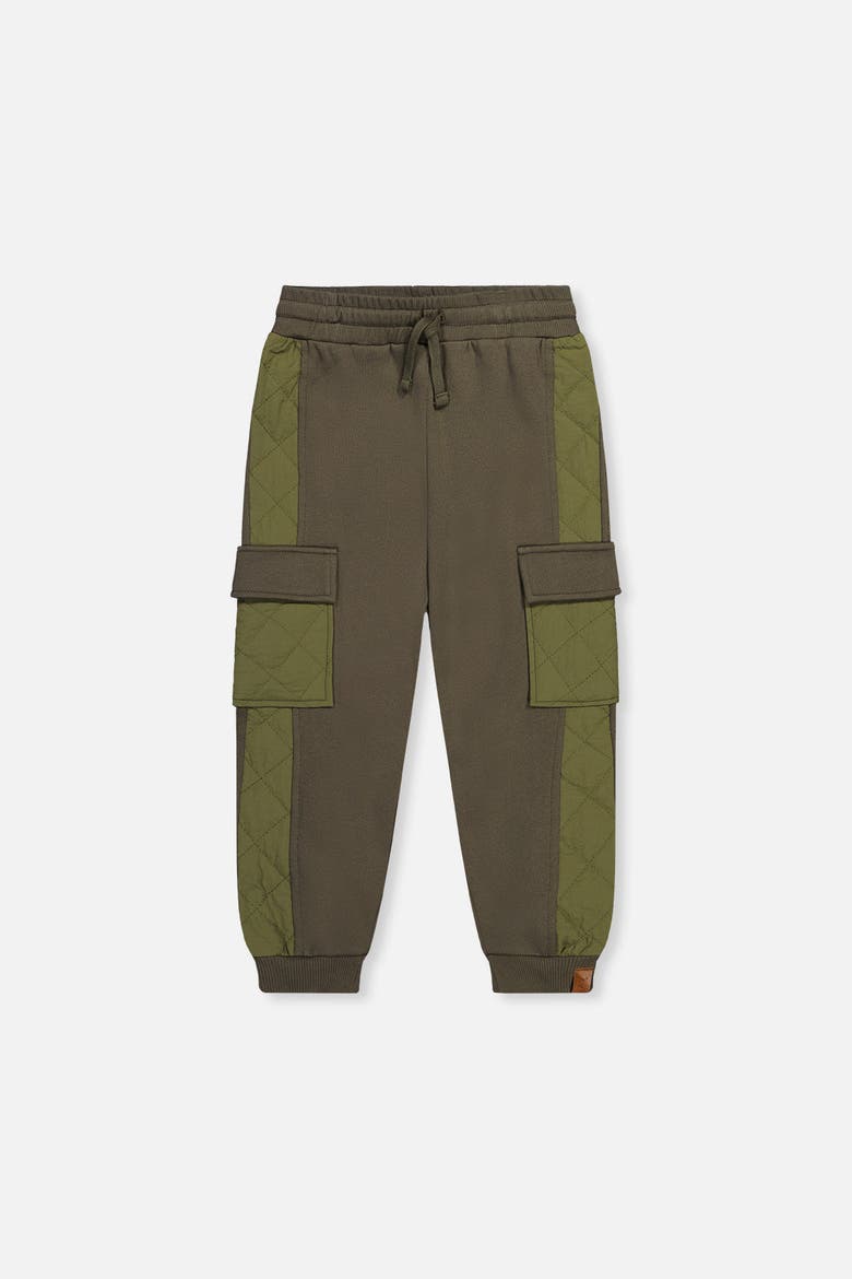 Fleece Bi-Material Quilted Cargo Pocket Sweatpants, Main, color, Green