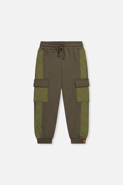 Fleece Bi-Material Quilted Cargo Pocket Sweatpants