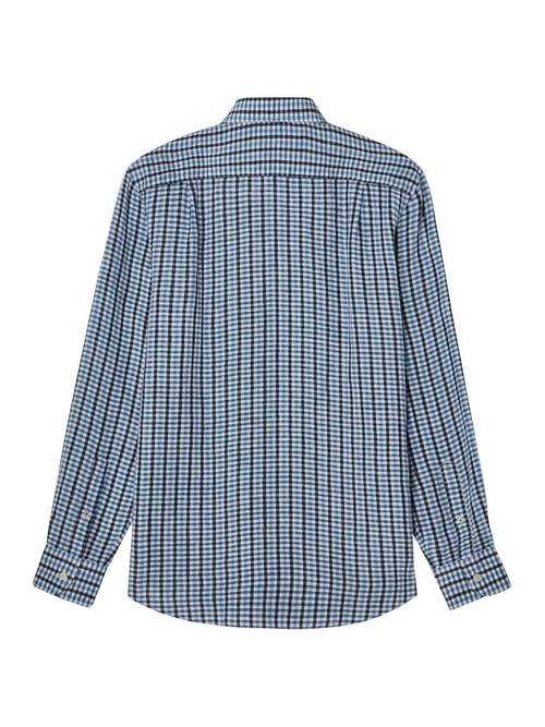 Robert Talbott Morgan Multi Check Linen Shirt In Blue