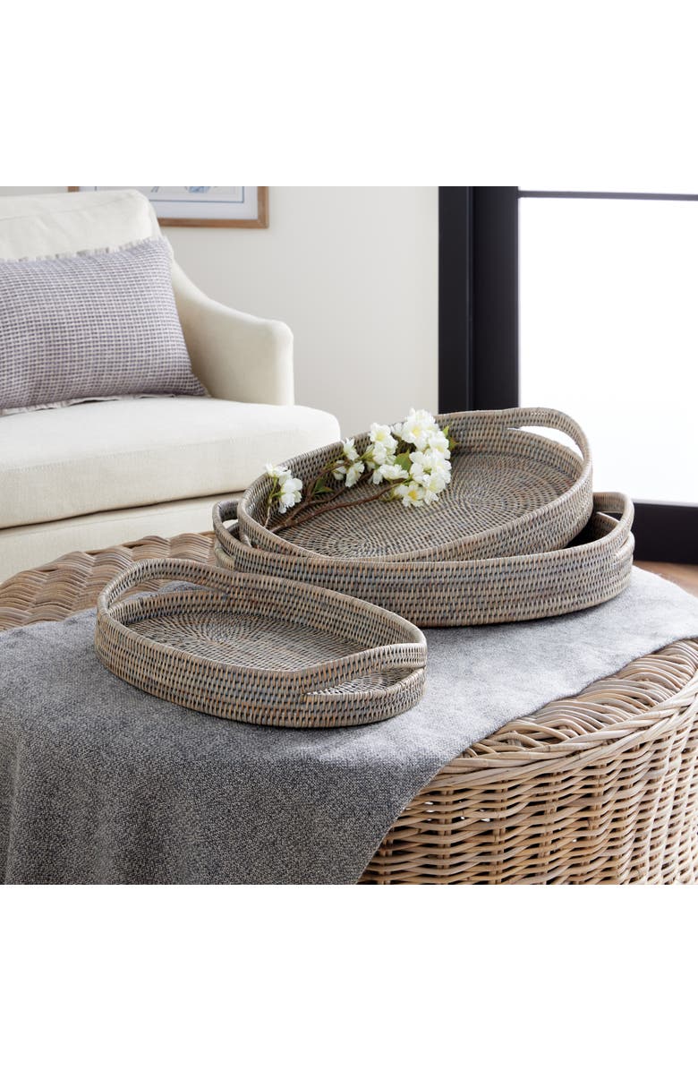 Napa Home & Garden Burma Rattan Oval Serving Trays Set of 3, Alternate, color, Gray