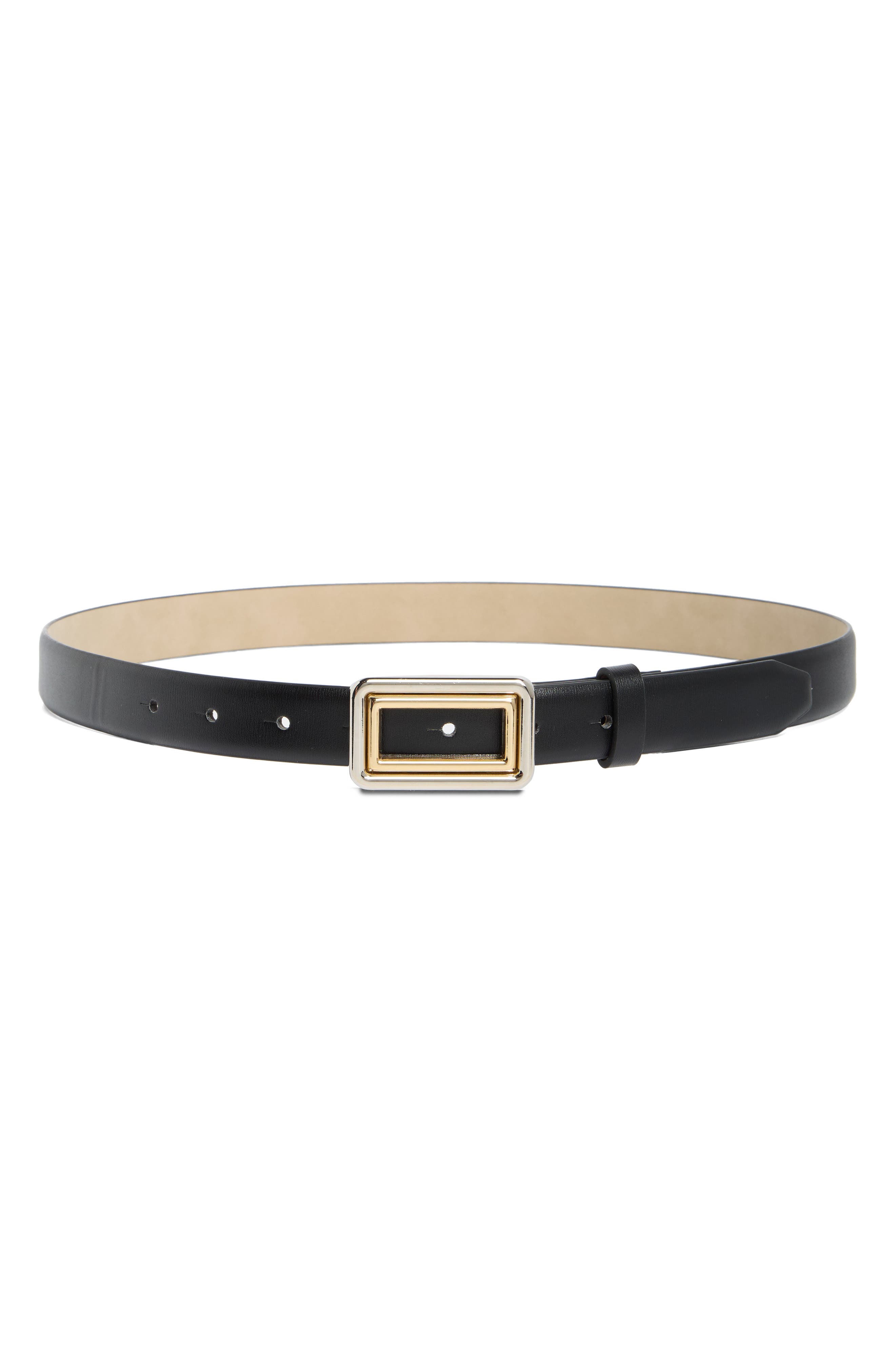Steve Madden Two-Tone Buckle Textured Faux Leather Belt