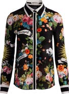Alice + Olivia Willa Printed Silk Button-Up Shirt